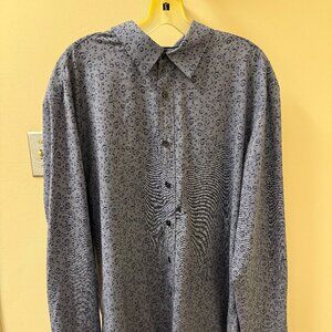 Michael Strahan Slim Fit Dress Shirt - Blue Floral Print - XL 17-17.5